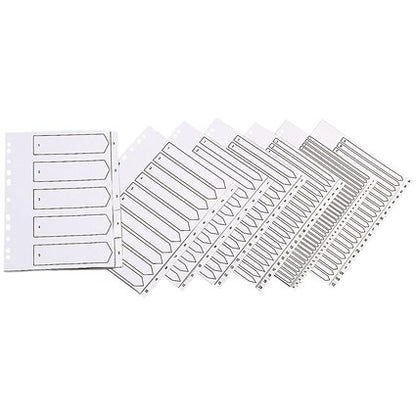 Q-Connect Plastic Index Dividers, A-Z, Clear Tabs, A4, White