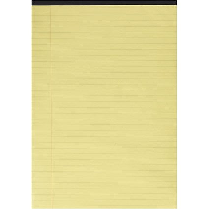 Q-Connect Executive Pad, A4, Ruled with Margin, 104 Pages, Yellow, Pack of 10