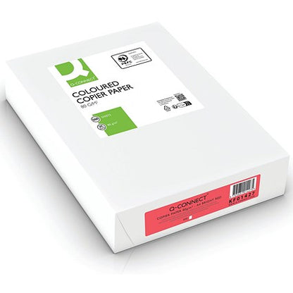 Q-Connect A4 Coloured Paper, Bright Red, 80gsm, Ream (500 Sheets)