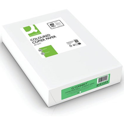 Q-Connect A4 Coloured Paper, Bright Green, 80gsm, Ream (500 Sheets)