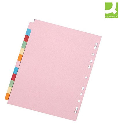 Q-Connect Subject Dividers, 12-Part, Blank Multicolour Tabs, A4, Multicolour