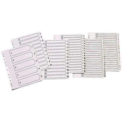 Q-Connect Reinforced Board Index Dividers, 1-5, Clear Tabs, A4, White