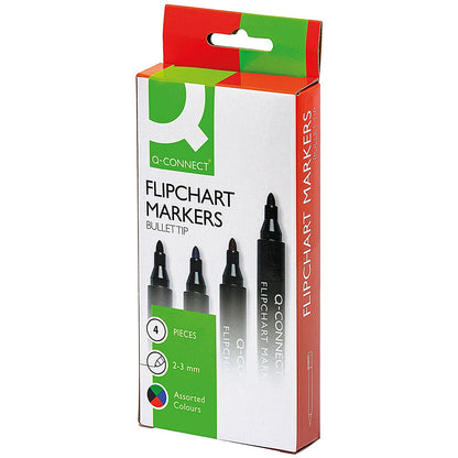 Q-Connect Flipchart Marker Pen Bullet Tip Assorted (Pack of 4) Easy2Order : KF01551