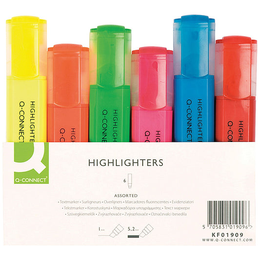 Q-Connect Assorted Highlighter Pens (Pack of 6)