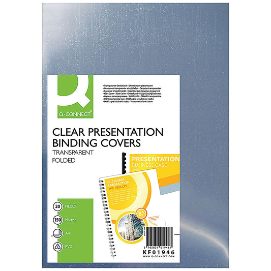 Q-Connect Clear Binding Folder, 150 micron, A4, Pack of 20