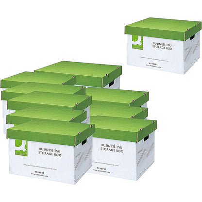 Q-Connect Business Easy Set Up Storage Box, White, Pack of 10