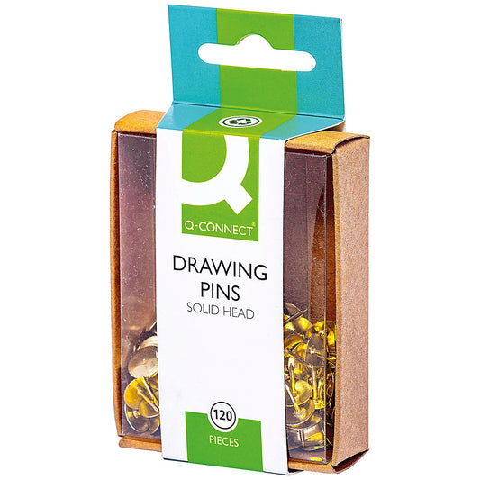 Q-Connect Drawing Pins, Brass, Pack of 1200 (10 packs of 120)