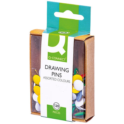 Q-Connect Drawing Pins, Assorted, Pack of 1200(10 packs of 120)