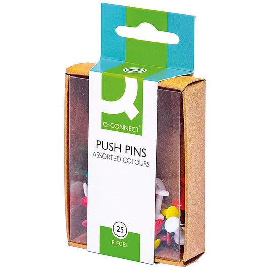 Q-Connect Push Pins, Assorted, Pack of 250 (10 packs of 25)