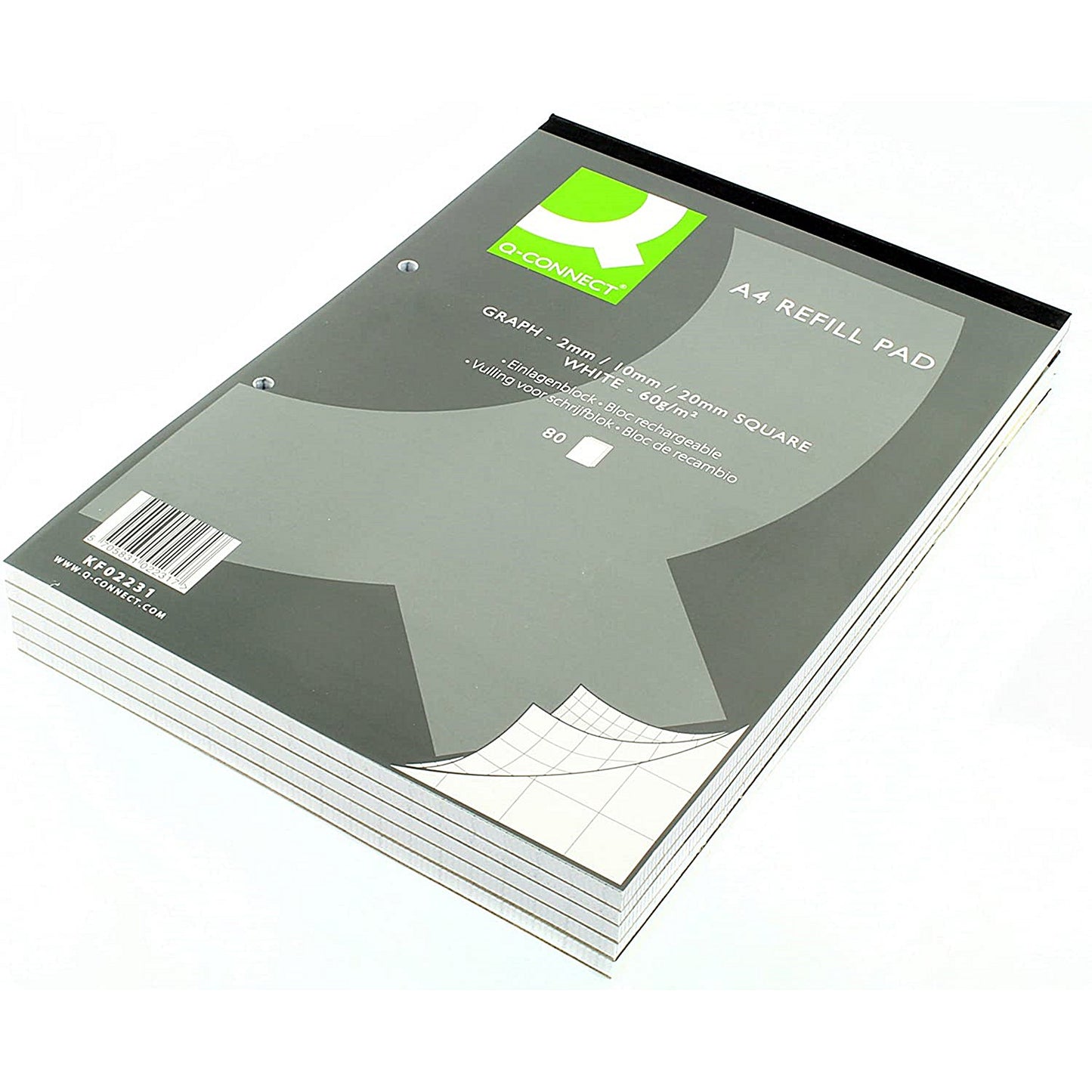 Q-Connect Refill Pad, A4, 2mm, 10mm and 20mm Squared, 160 Pages, Pack of 10