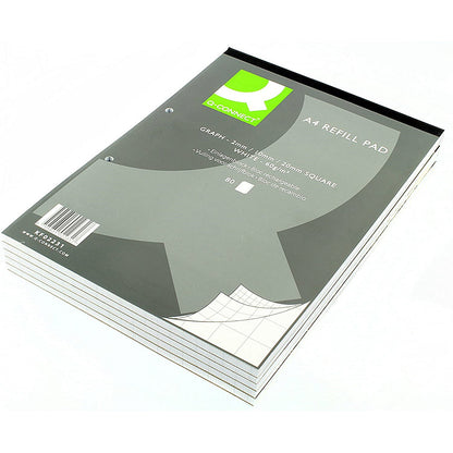 Q-Connect Refill Pad, A4, 2mm, 10mm and 20mm Squared, 160 Pages, Pack of 10