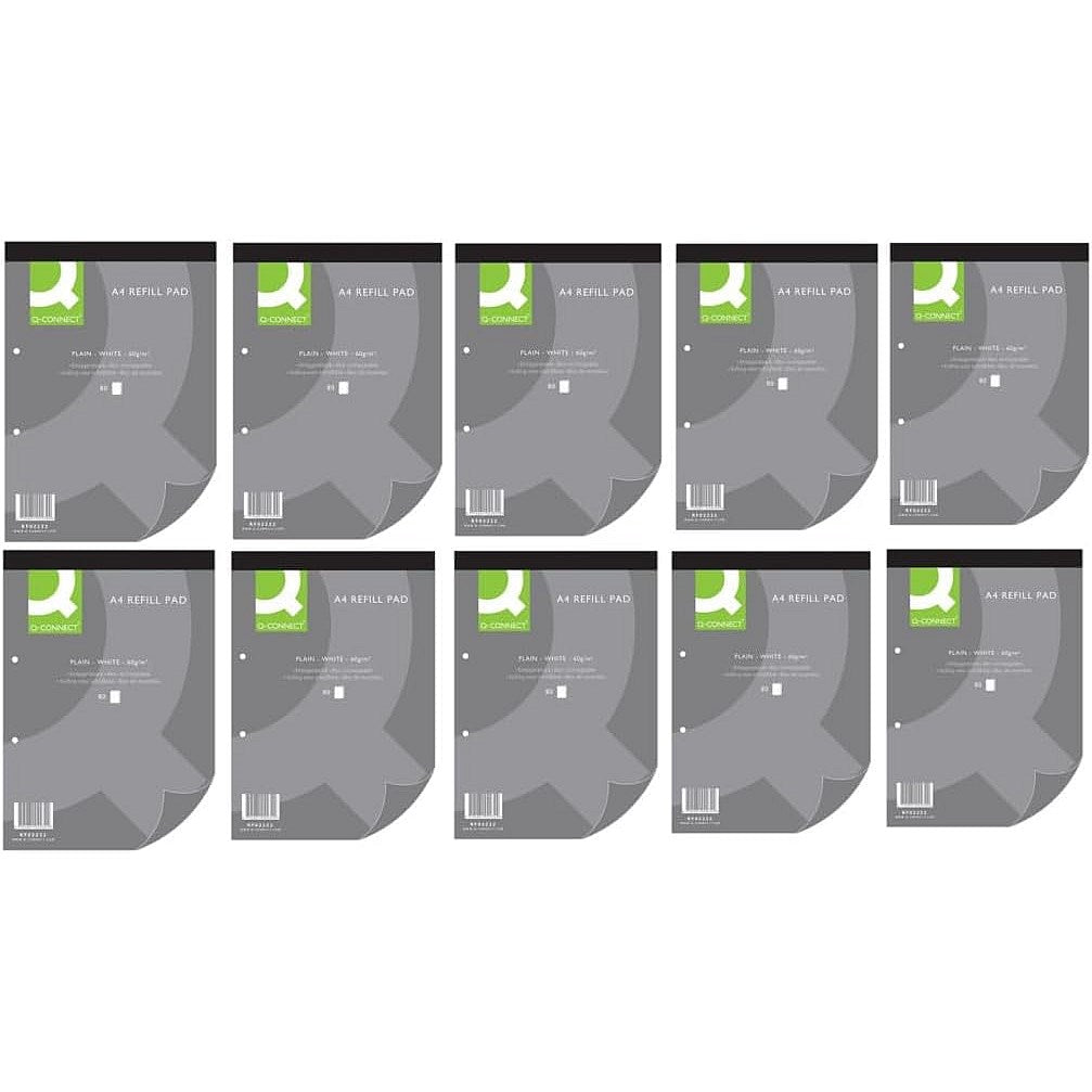 Q-Connect Refill Pad, A4, Plain, 160 Pages, Pack of 10
