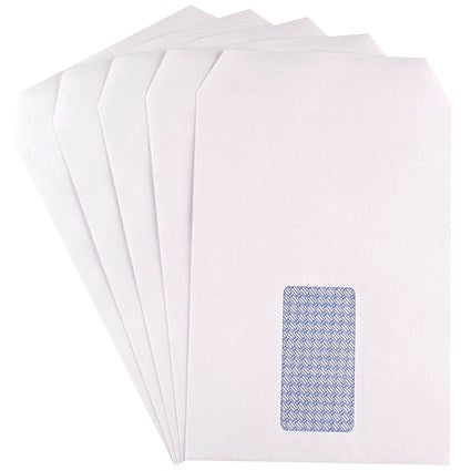Q-Connect C5 Envelopes, Window, Self Seal, 90gsm, White, 20 Packs of 25