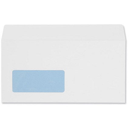 Q-Connect DL Envelopes, Window, Peel and Seal, 100gsm, White, Pack of 500