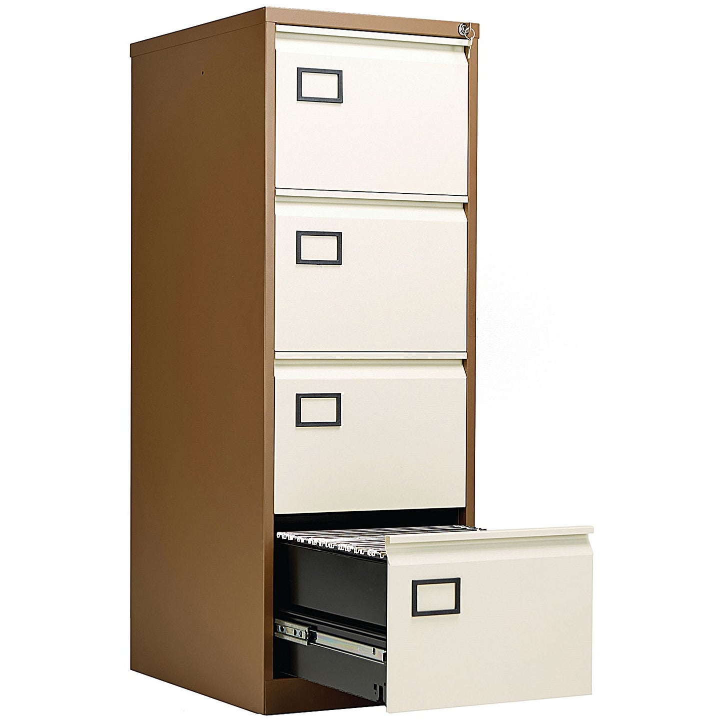 Jemini Foolscap Filing Cabinet, 4 Drawer, Coffee and Cream