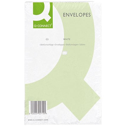 Q-Connect C5 Envelopes, Peal and Seal, 100gsm, White,Pack of 500