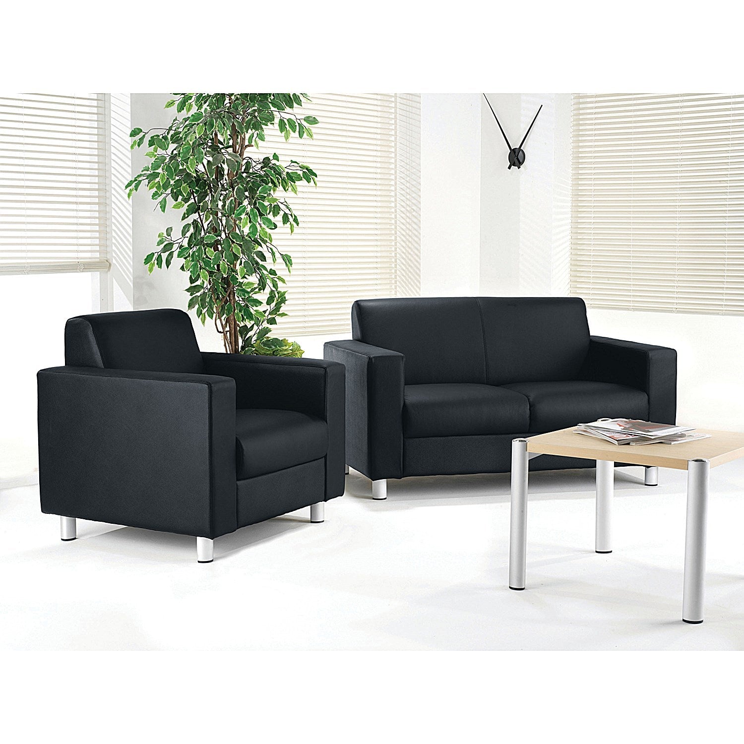 Avior Executive Reception Leather Faced Sofa, Black Easy2Order : KF03530