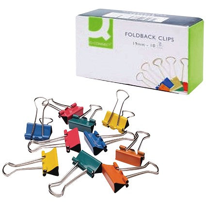 Q-Connect Foldback Clip 19mm Assorted (Pack of 10)