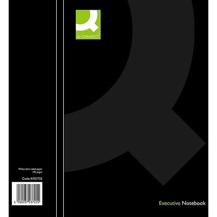 Q-Connect Casebound Notebook, A4, Ruled, 192 Pages, Black, Pack of 3