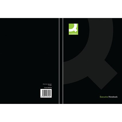 Q-Connect Casebound Notebook, A5, Ruled, 192 Pages, Black, Pack of 3