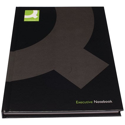 Q-Connect Casebound Notebook, A5, Ruled, 192 Pages, Black, Pack of 3