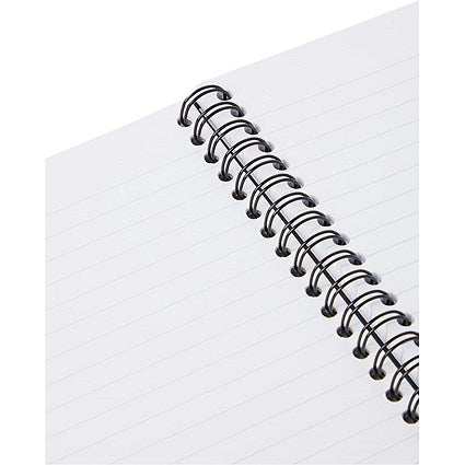 Q-Connect Wirebound Notebook, A4, Ruled, 160 Pages, Black, Pack of 3