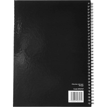 Q-Connect Wirebound Notebook, A4, Ruled, 160 Pages, Black, Pack of 3