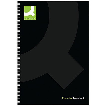 Q-Connect Wirebound Notebook, A5, Ruled, 160 Pages, Black, Pack of 3