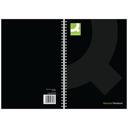 Q-Connect Wirebound Notebook, A5, Ruled, 160 Pages, Black, Pack of 3