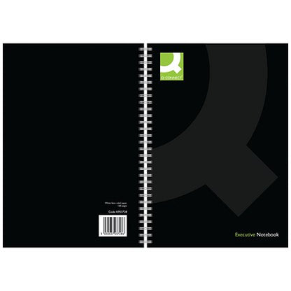 Q-Connect Wirebound Notebook, A5, Ruled, 160 Pages, Black, Pack of 3
