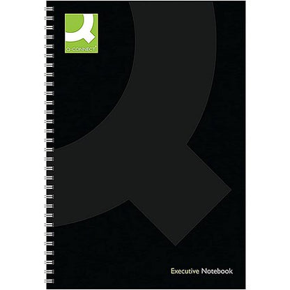 Q-Connect Wirebound Executive Notebook, A5, Ruled, 160 Pages, Black, Pack of 3