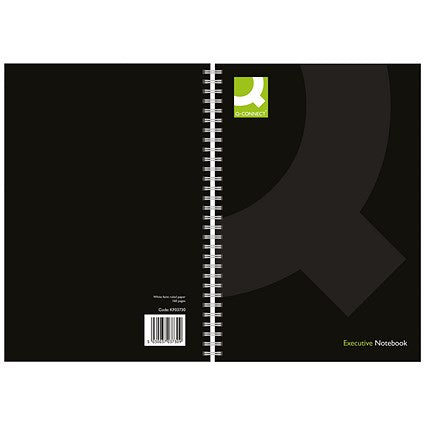 Q-Connect Wirebound Executive Notebook, A5, Ruled, 160 Pages, Black, Pack of 3