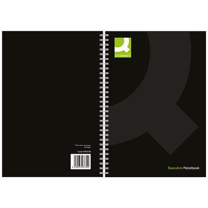 Q-Connect Wirebound Executive Notebook, A5, Ruled, 160 Pages, Black, Pack of 3