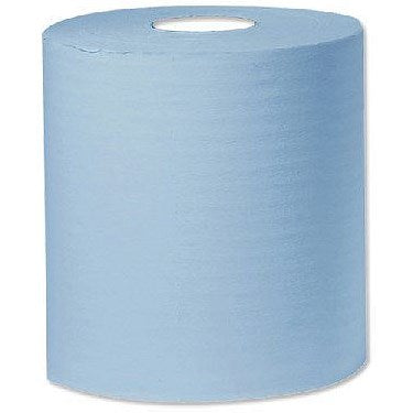 2Work 1-Ply Centrefeed Roll, 300m, Blue, Pack of 6