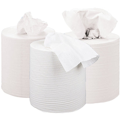 2Work 2-Ply Centrefeed Roll, 150m, White, Pack of 6