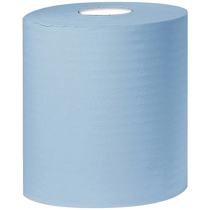 2Work 2-Ply Centrefeed Roll, 150m, Blue, Pack of 6 Easy2Order : KF03805