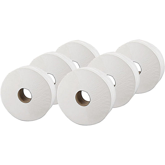 2Work Jumbo Toilet Roll, 2-Ply, 60mm Core, Pack of 6 Easy2Order : KF03810