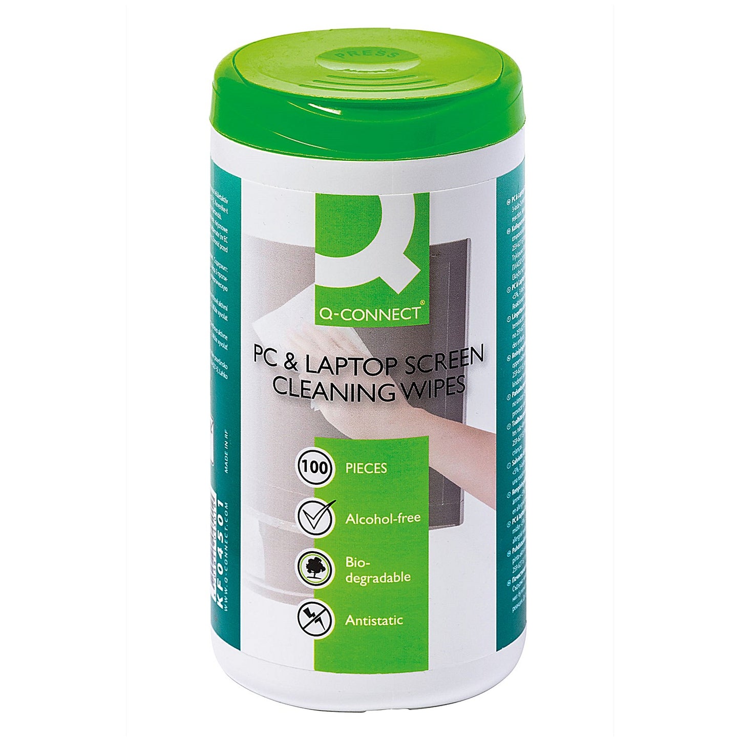 Q-Connect Screen & Keyboard Cleaning Wipes, Tub of 100