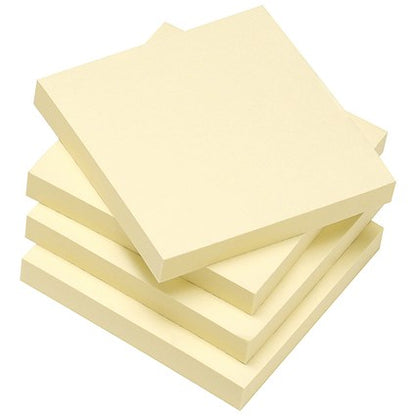 Q-Connect Recycled Quick Notes, 76 x 76mm, Yellow, Pack of 12 x 120 Notes