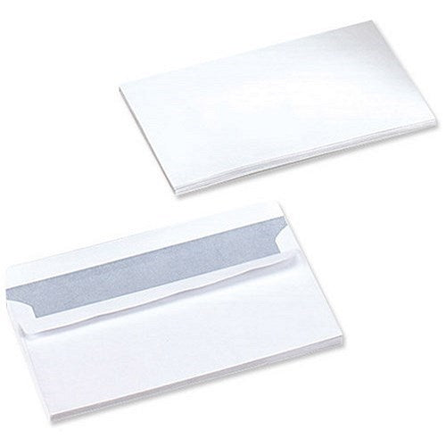 Q-Connect DL Wallet Envelopes, Self Seal, 80gsm, White, Pack of 250