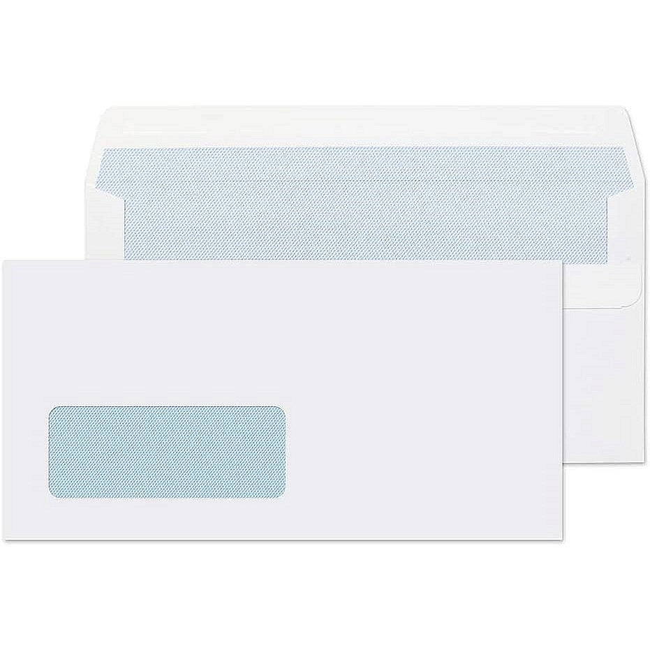 Q-Connect DL Envelopes, Window, Self Seal, 80gsm, White, Pack of 250