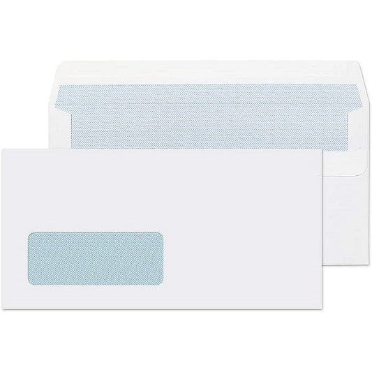 Q-Connect DL Envelopes, Window, Self Seal, 80gsm, White, Pack of 250