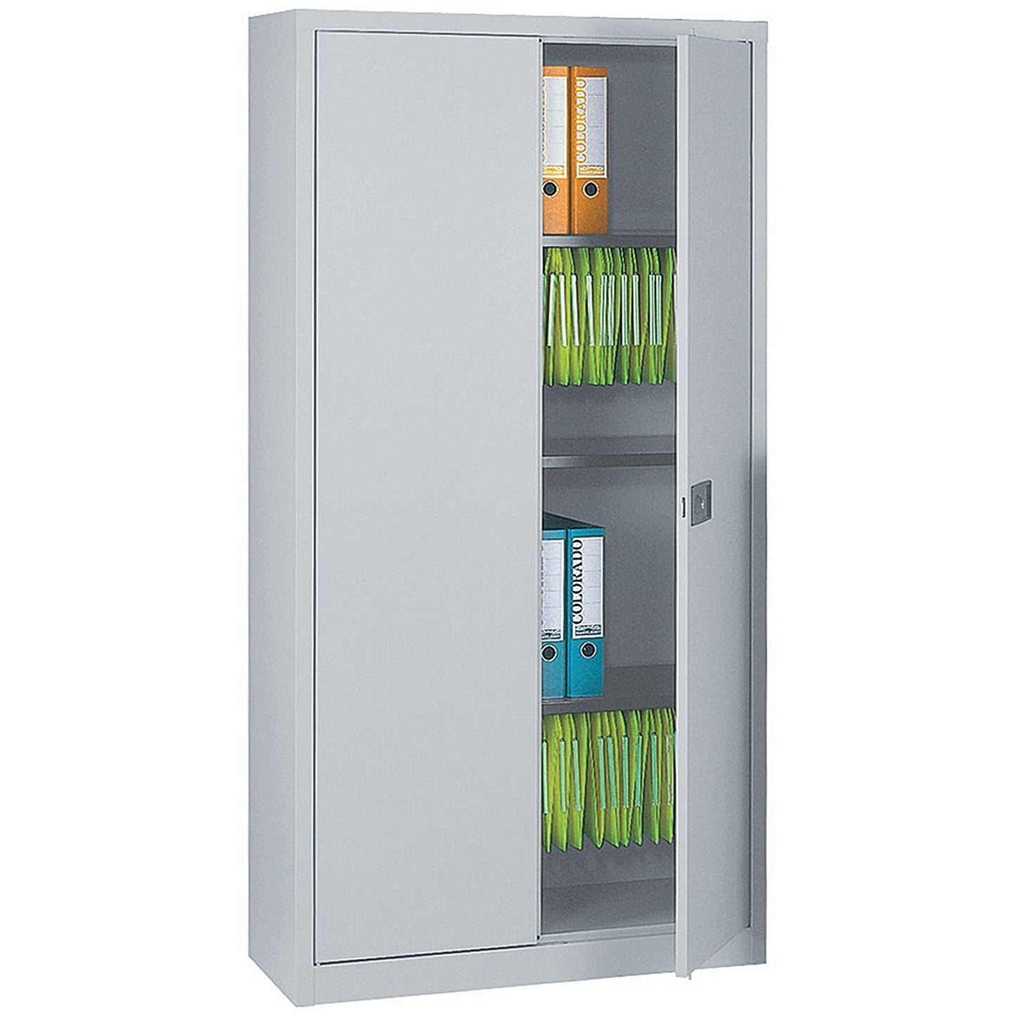Jemini Tall Steel Stationery Cupboard, 3 Shelves, 1806mm High, Grey