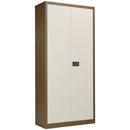 Jemini Extra Tall Metal Stationery Cupboard, 4 Shelves, 1960mm High, Coffee and Cream