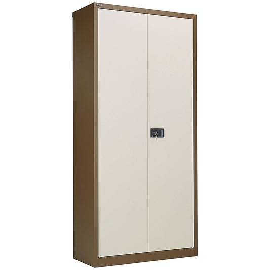 Jemini Extra Tall Metal Stationery Cupboard, 4 Shelves, 1960mm High, Coffee and Cream