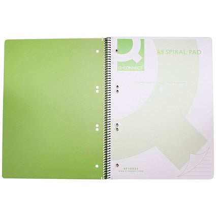 Q-Connect Wirebound Pad, A5, Ruled, 160 Pages, Transparent Green, Pack of 5