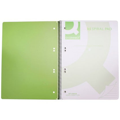 Q-Connect Wirebound Pad, A5, Ruled, 160 Pages, Transparent Green, Pack of 5