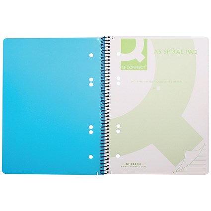 Q-Connect Wirebound Pad, A5, Ruled, 160 Pages, Transparent Blue, Pack of 5