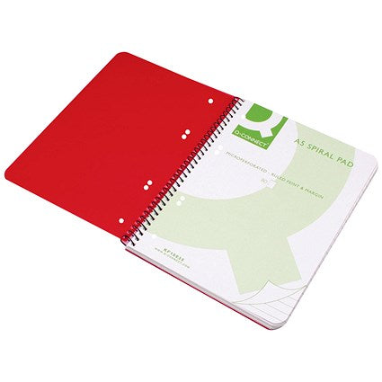 Q-Connect Wirebound Pad, A5, Ruled, 160 Pages, Transparent Red, Pack of 5