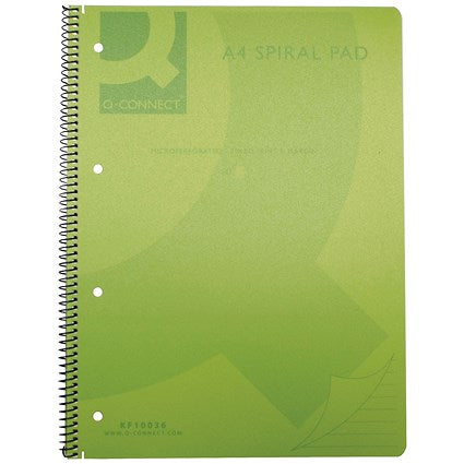 Q-Connect Wirebound Pad, A4, Ruled, 160 Pages, Transparent Green, Pack of 5